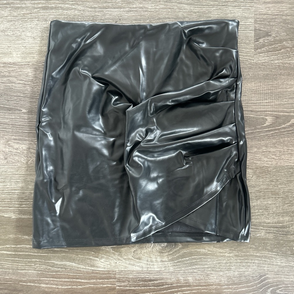 Black Faux Leather Skirt